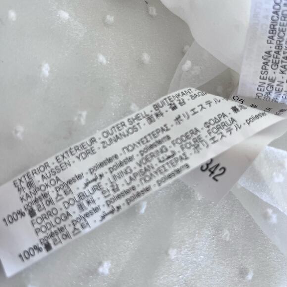 Zara White Organza Puff Sleeve Polka Swiss Dot Semi Sheer Blouse XS - Picture 13 of 14